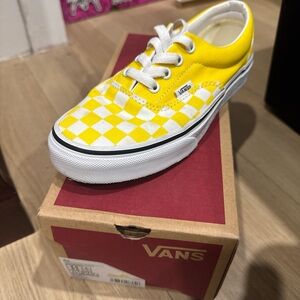 Vans Kids Yellow and White Checkered Sneakers